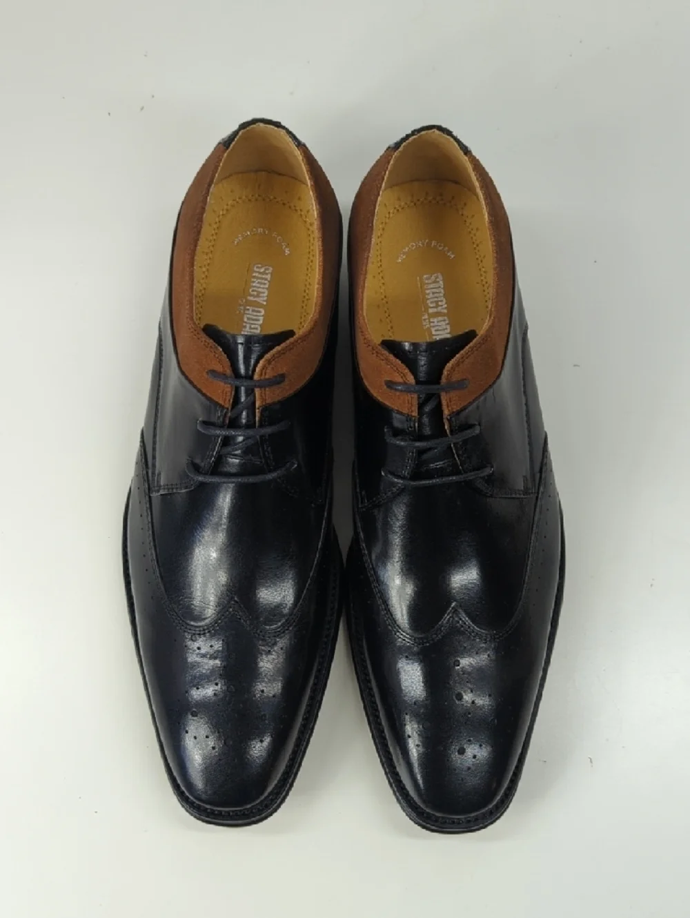 New Stacy Adams Hewlett Wingtip Oxford in Black Leather Size 8.5